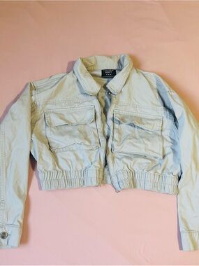 Light Blue Cropped Utility Jacket